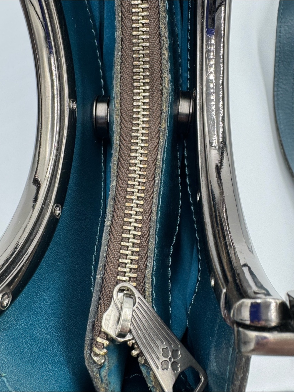 Patricia Nash Teal Floral Cutout Leather Top-Handle Satchel w/ Adjustable Strap - Picture 9 of 15